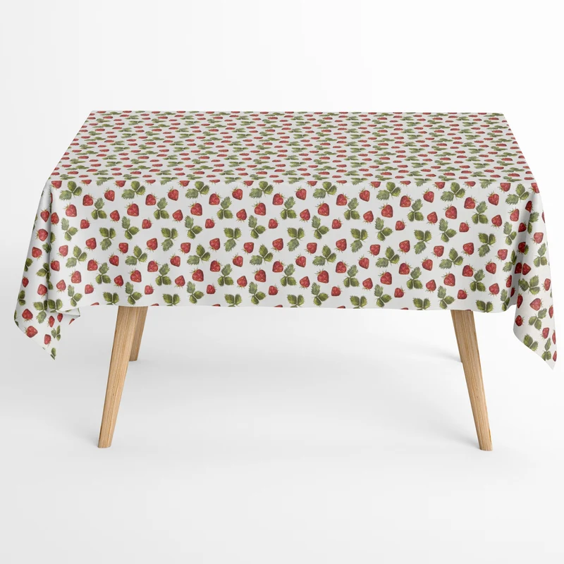 Jacquard Tischdecke aus beschichteter Baumwolle mit Fleckenschutz FRESON Erdbeeren eckig rund oval