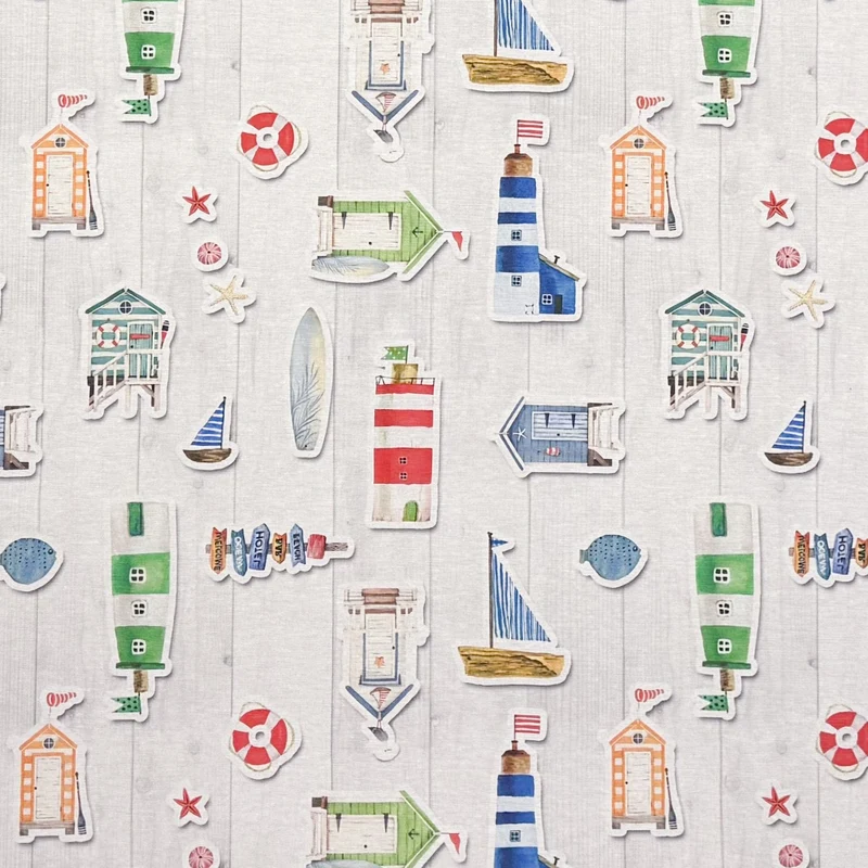 Jacquard Tischdecke aus beschichteter Baumwolle mit Fleckenschutz MOANA maritim Schiffe Leuchtturm eckig rund oval