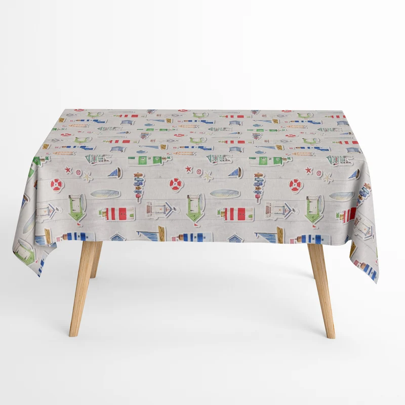 Jacquard Tischdecke aus beschichteter Baumwolle mit Fleckenschutz MOANA maritim Schiffe Leuchtturm eckig rund oval