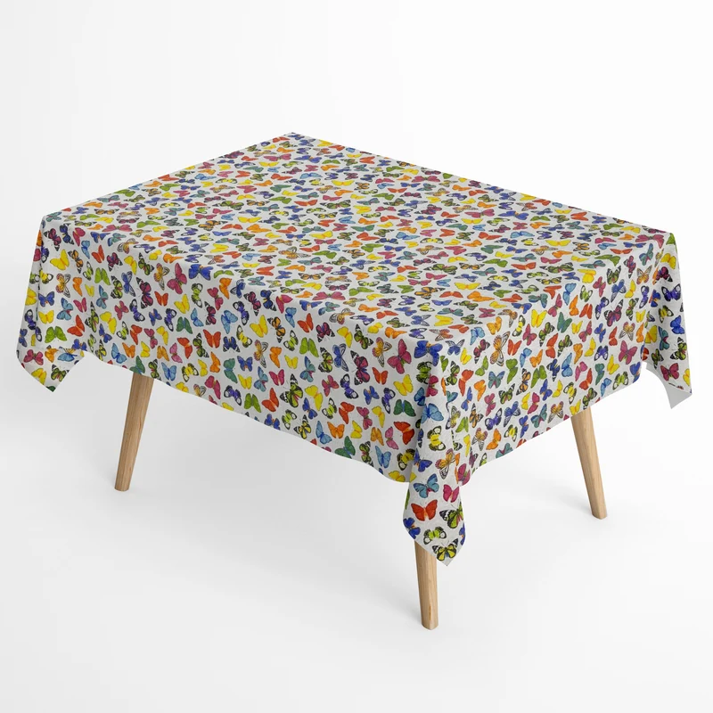 Jacquard Tischdecke aus beschichteter Baumwolle mit Fleckenschutz MARIPOSAS bunte Schmetterlinge Butterlfy eckig rund oval