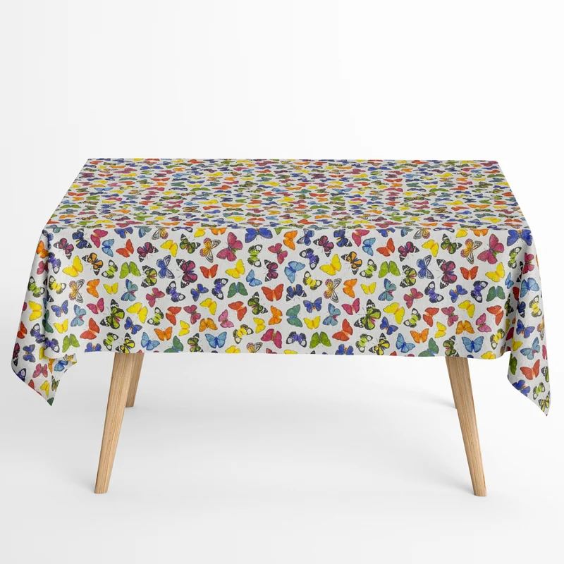 Jacquard Tischdecke aus beschichteter Baumwolle mit Fleckenschutz MARIPOSAS bunte Schmetterlinge Butterlfy eckig rund oval