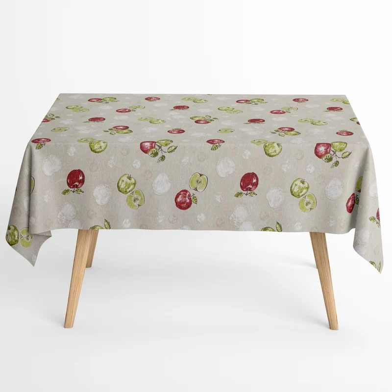 Jacquard Tischdecke aus beschichteter Baumwolle mit Fleckenschutz RED APPLE Äpfel eckig rund oval