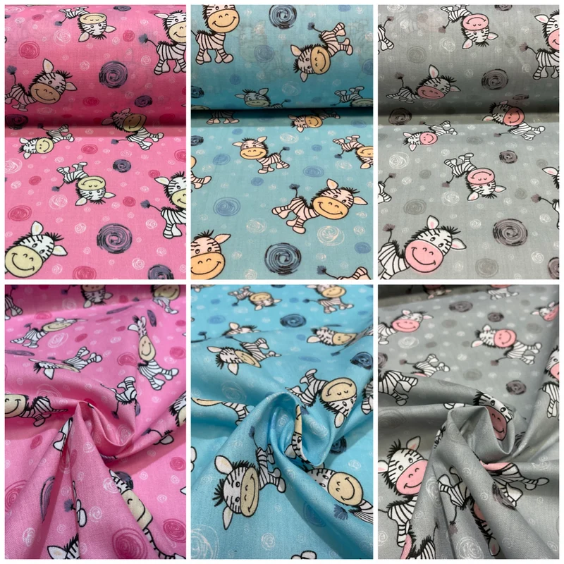 Zebra Animal Novelty children's Poly cotton printed lightweight fabric M1620