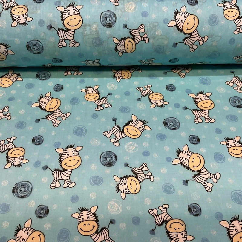 Zebra Animal Novelty children's Poly cotton printed lightweight fabric M1620