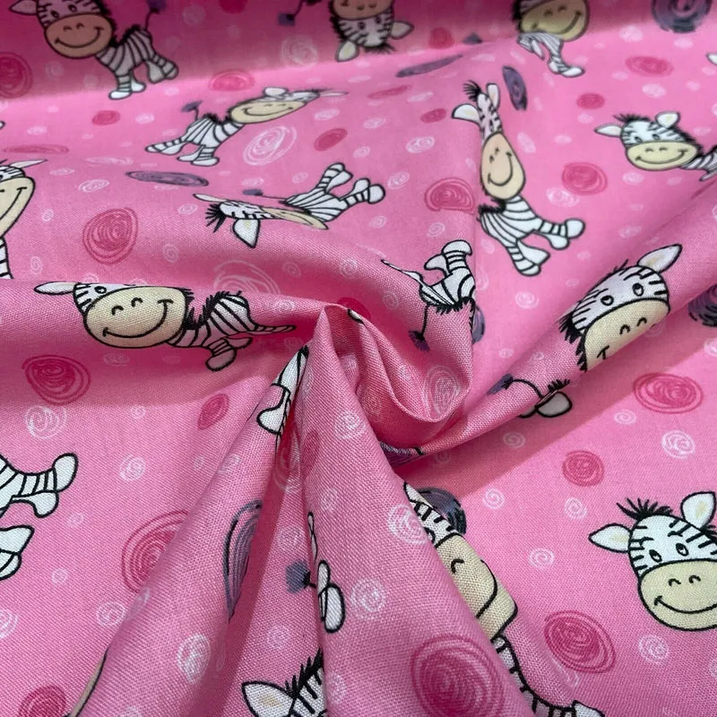 Zebra Animal Novelty children's Poly cotton printed lightweight fabric M1620