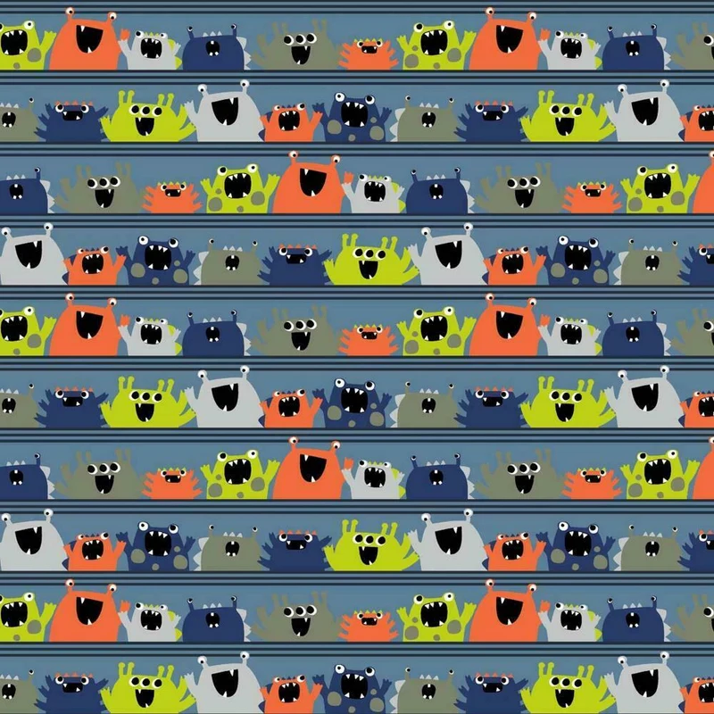 Monsters Novelty children's 100% Cotton Organic printed Fabric M1614