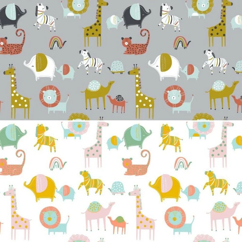 Safari Animals 100% cotton Organic crafting bunting printed Fabric M1614