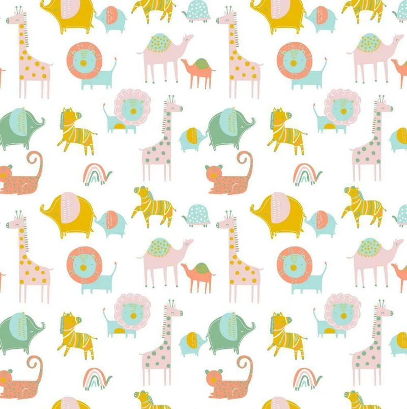Safari Animals 100% cotton Organic crafting bunting printed Fabric M1614
