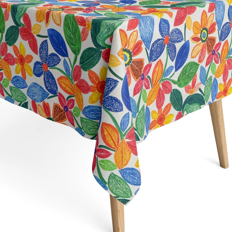 Jacquard Tischdecke aus beschichteter Baumwolle mit Fleckenschutz VELTRIX floral bunte Blüten eckig rund oval