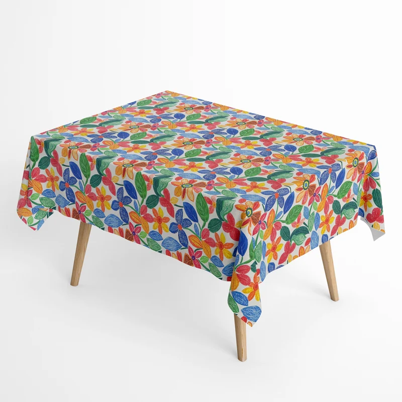 Jacquard Tischdecke aus beschichteter Baumwolle mit Fleckenschutz VELTRIX floral bunte Blüten eckig rund oval