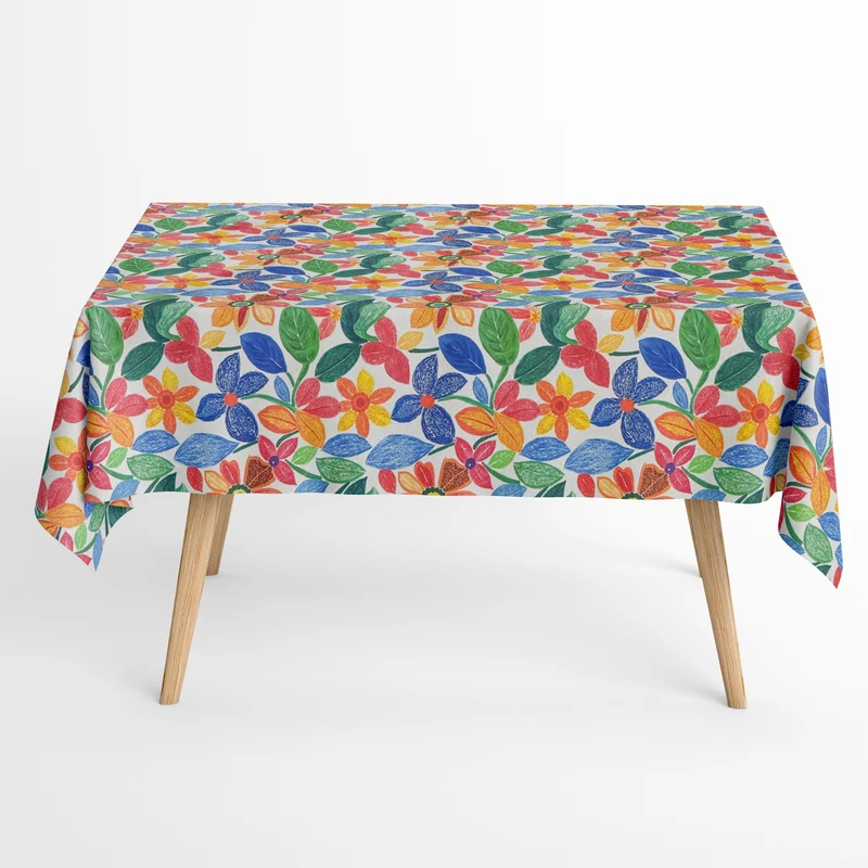 Jacquard Tischdecke aus beschichteter Baumwolle mit Fleckenschutz VELTRIX floral bunte Blüten eckig rund oval