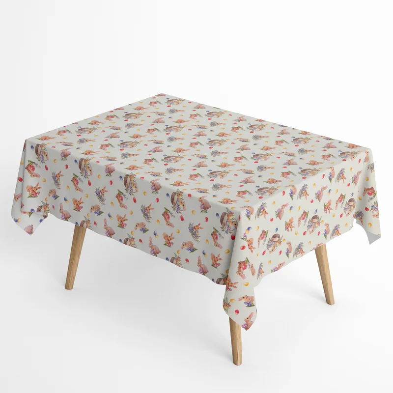 Jacquard Tischdecke aus beschichteter Baumwolle mit Fleckenschutz PELUSA Ostern Osterei Osterhase Tulpen eckig rund oval