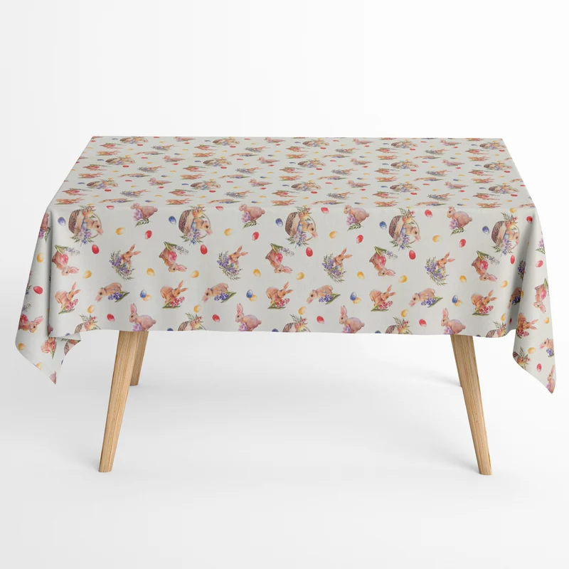Jacquard Tischdecke aus beschichteter Baumwolle mit Fleckenschutz PELUSA Ostern Osterei Osterhase Tulpen eckig rund oval