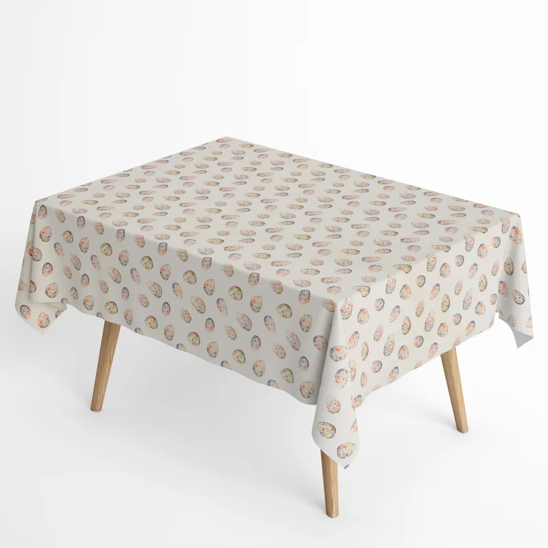 Jacquard Tischdecke aus beschichteter Baumwolle mit Fleckenschutz CUA Ostern Osterei beige eckig rund oval