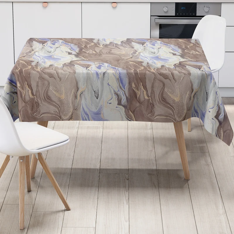 Wachstuch Tischdecke 06279-05 braun hellblau marmoriert Marmoroptik eckig rund oval