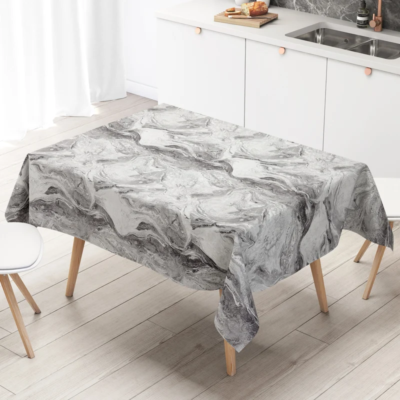 Wachstuch Tischdecke 01573-07 schwarz weiß marmoriert Marmoroptik eckig rund oval