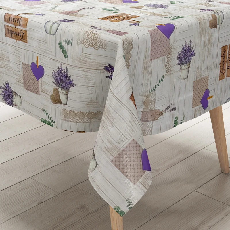 Wachstuch Tischdecke 213B Provence Lavendel Holz eckig rund oval