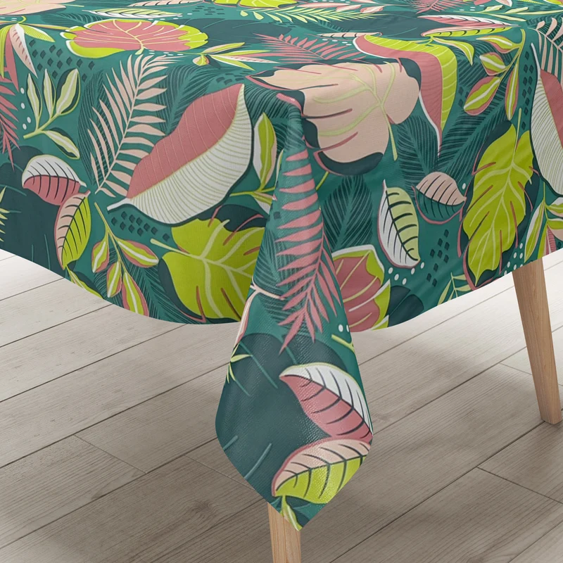 Wachstuch Tischdecke C142101 grün Monstera Dschungel Blätter Sommer eckig rund oval