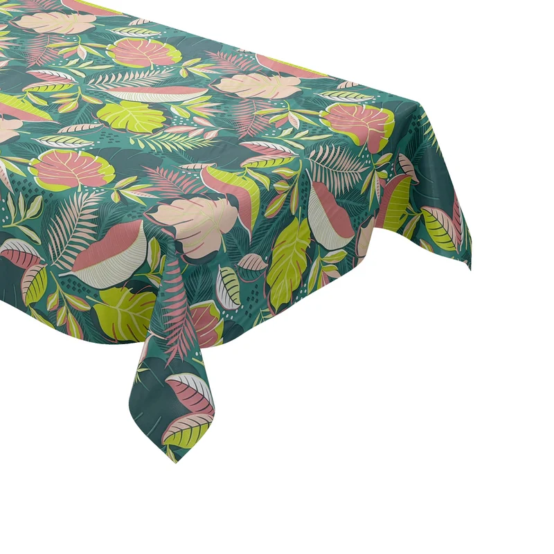 Wachstuch Tischdecke C142101 grün Monstera Dschungel Blätter Sommer eckig rund oval