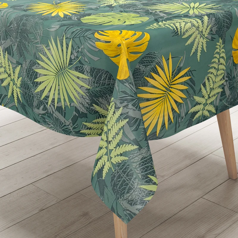 Wachstuch Tischdecke C141774 grün Monstera Dschungel Blätter Sommer eckig rund oval
