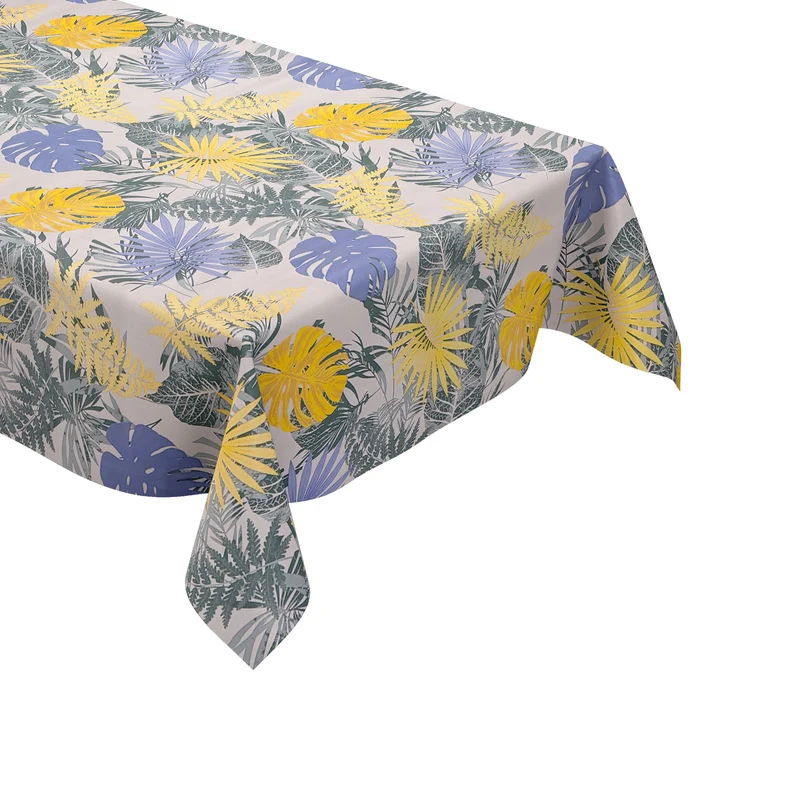 Wachstuch Tischdecke C141773 grau Monstera Dschungel Blätter Sommer eckig rund oval