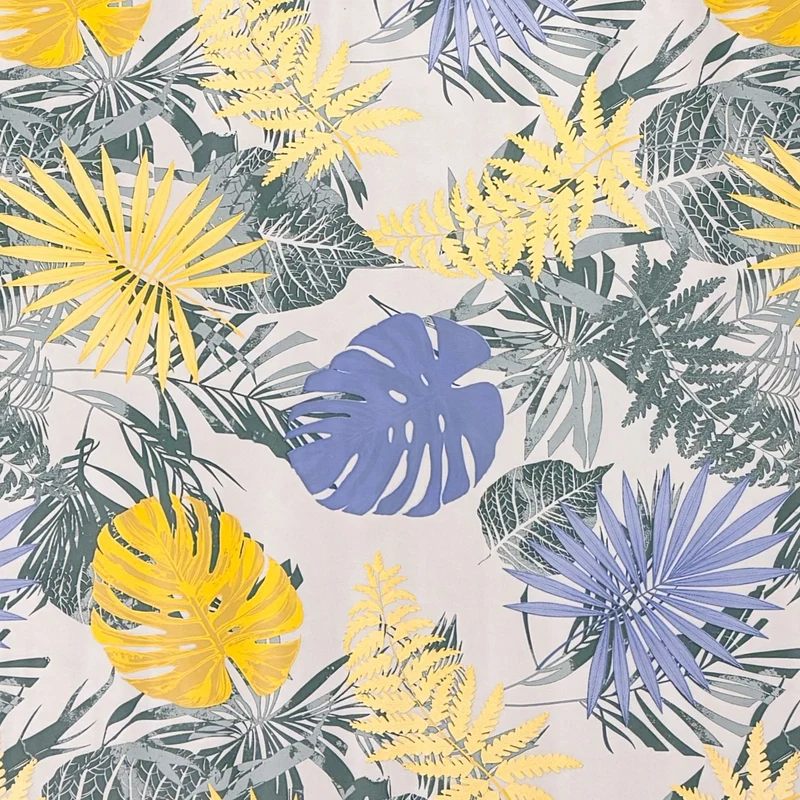Wachstuch Tischdecke C141773 grau Monstera Dschungel Blätter Sommer eckig rund oval
