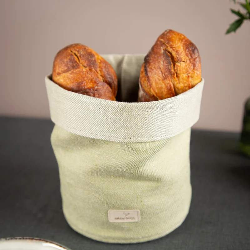 Stoffkorb aus Bioleinen | Brotkorb & Utensilo