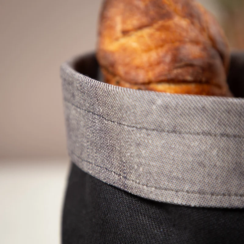 Stoffkorb aus Bioleinen | Brotkorb & Utensilo
