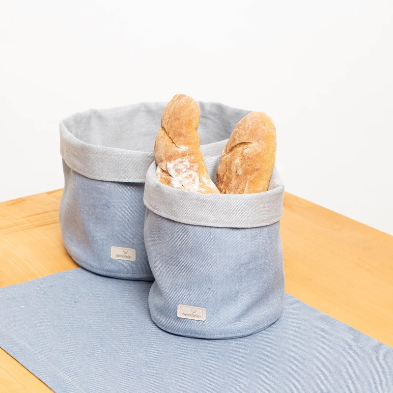 Stoffkorb aus Bioleinen | Brotkorb & Utensilo
