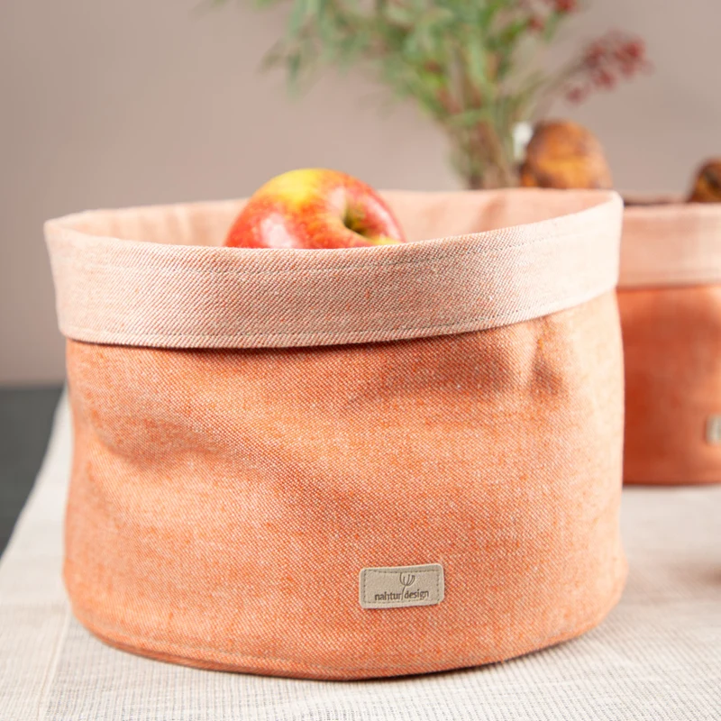 Stoffkorb aus Bioleinen | Brotkorb & Utensilo
