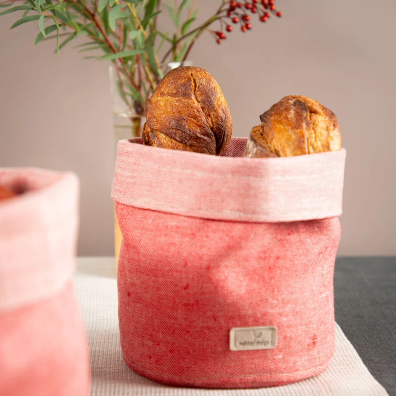 Stoffkorb aus Bioleinen | Brotkorb & Utensilo