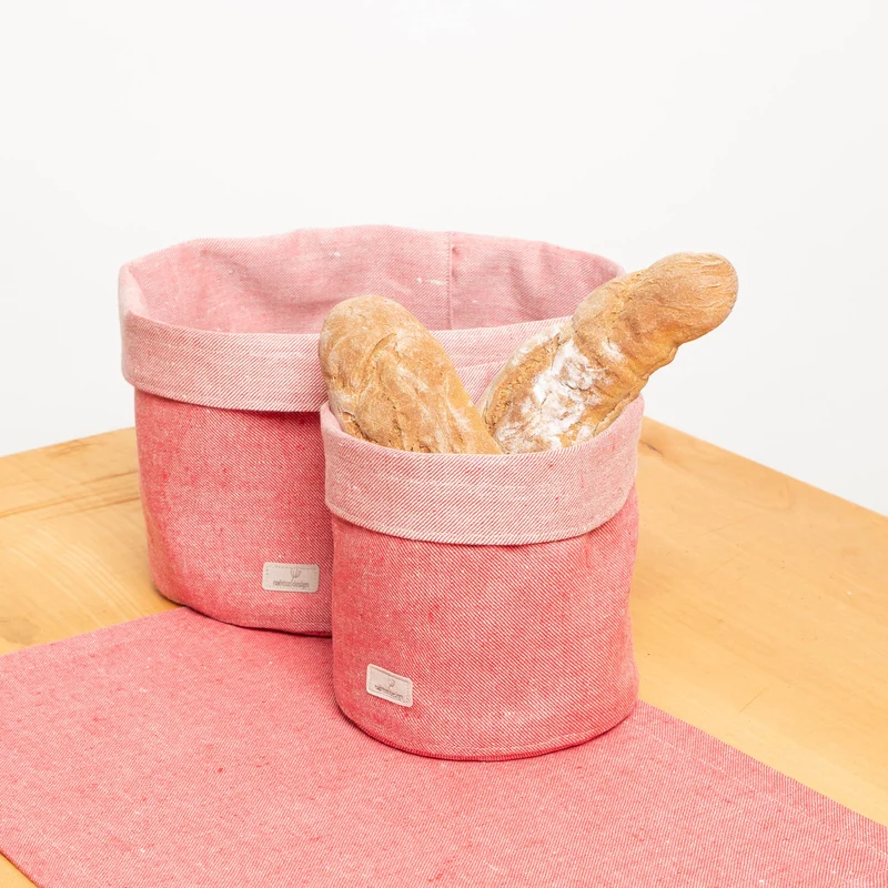 Stoffkorb aus Bioleinen | Brotkorb & Utensilo