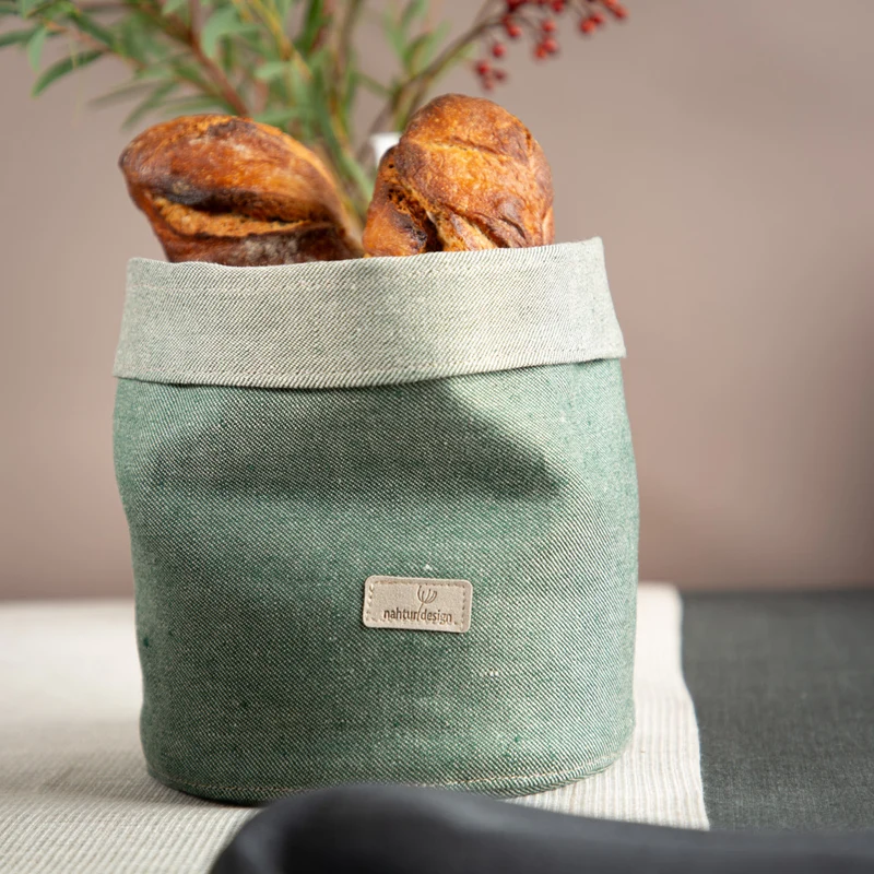 Stoffkorb aus Bioleinen | Brotkorb & Utensilo