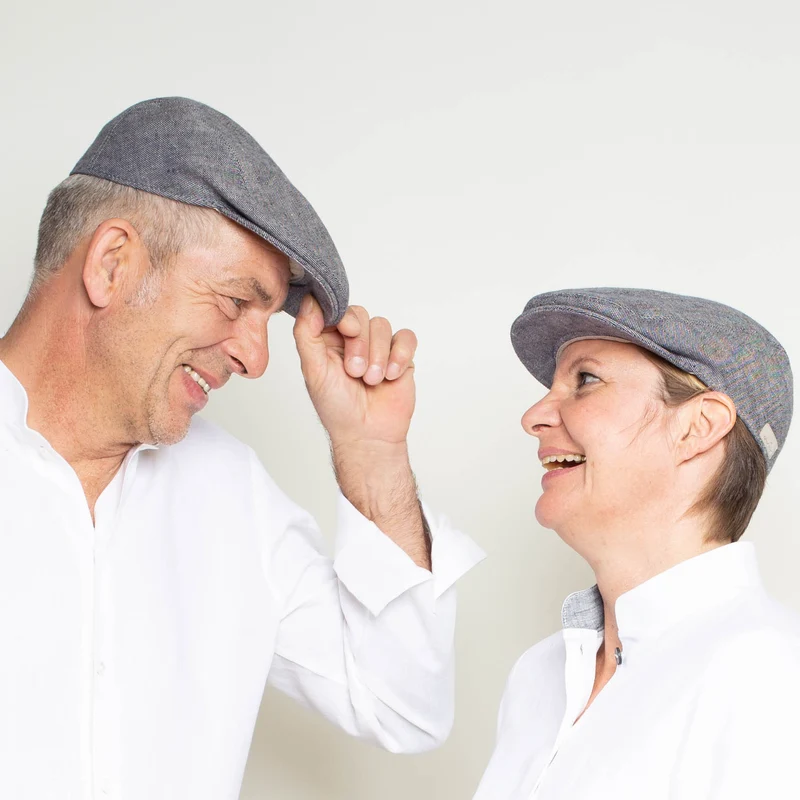 Flatcap aus Bioleinen | Blau