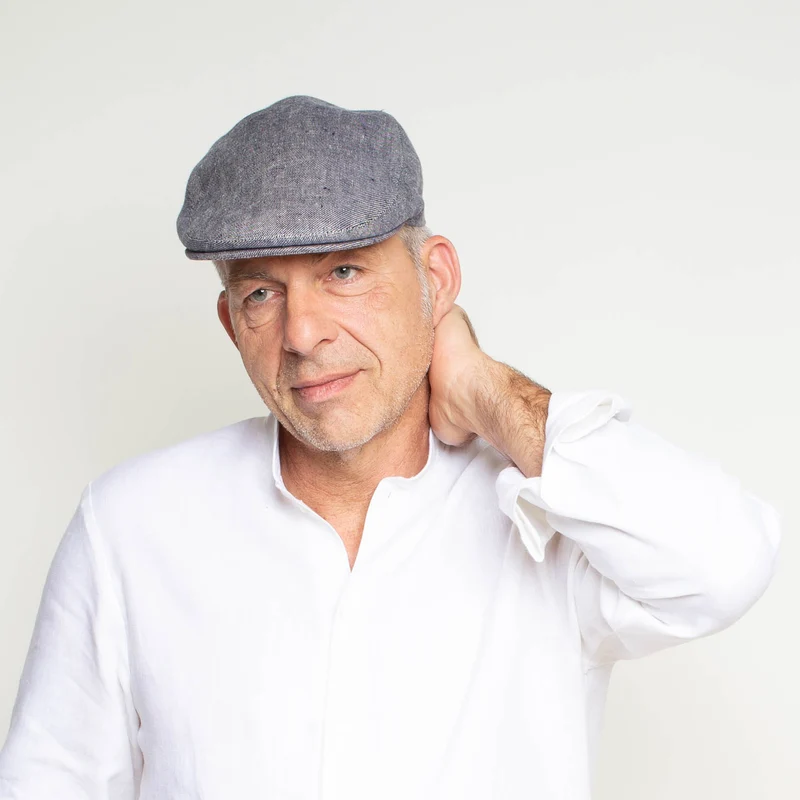 Flatcap aus Bioleinen | Blau