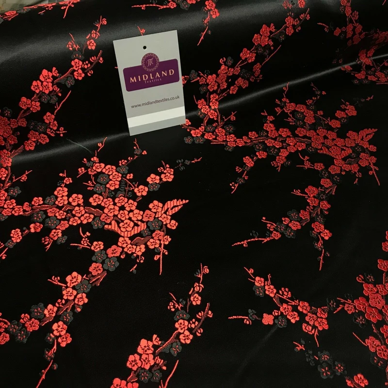 Chinese Blossom Satin Brocade Dress Fabric - M240 Mtex