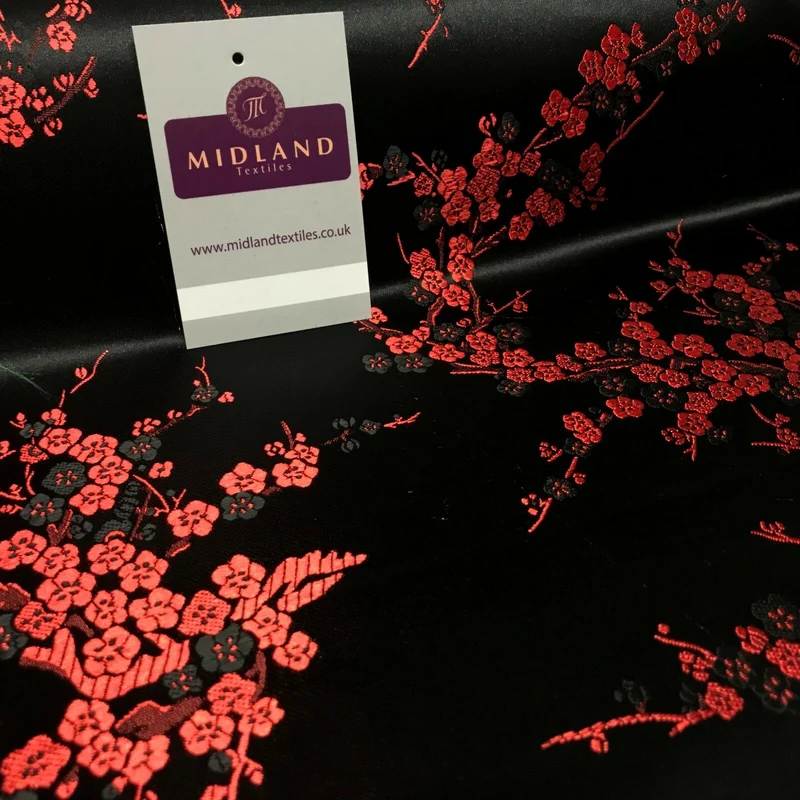 Chinese Blossom Satin Brocade Dress Fabric - M240 Mtex
