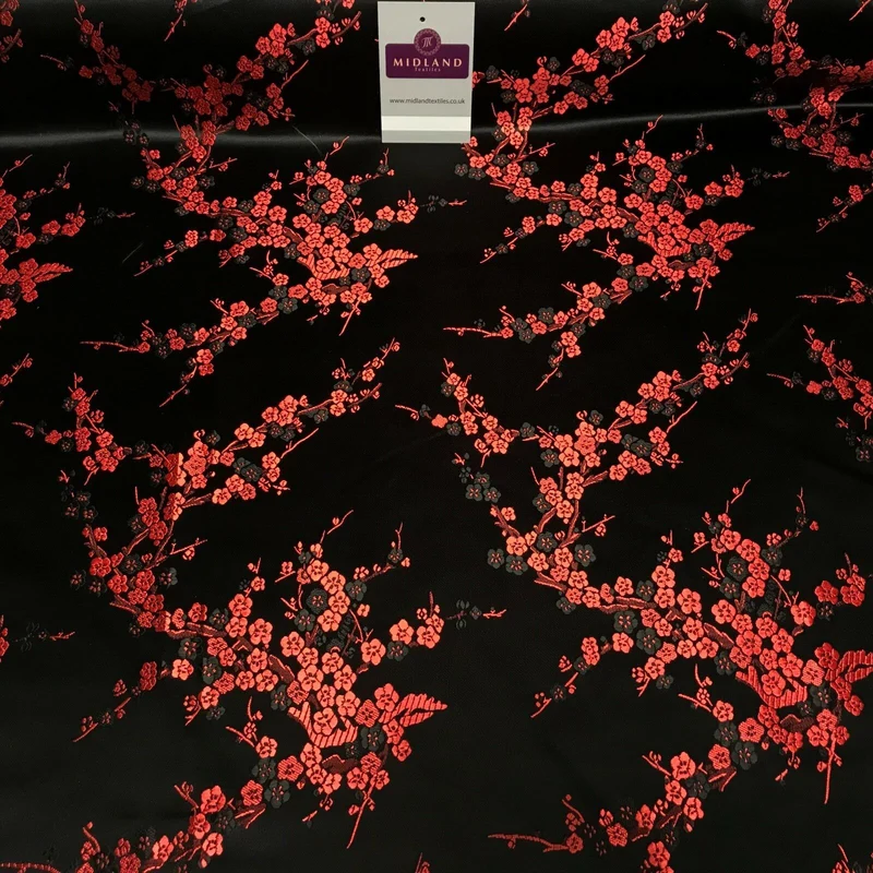 Chinese Blossom Satin Brocade Dress Fabric - M240 Mtex