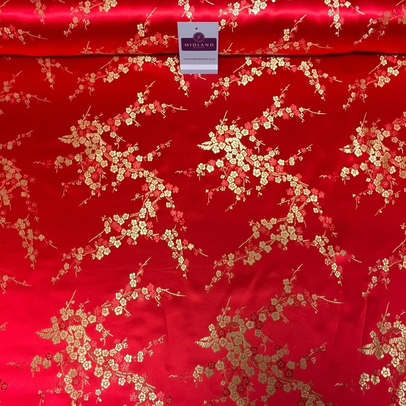 Chinese Blossom Satin Brocade Dress Fabric - M240 Mtex
