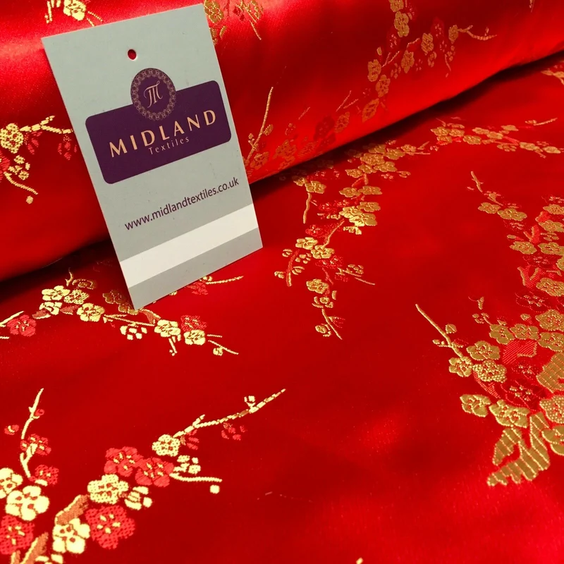 Chinese Blossom Satin Brocade Dress Fabric - M240 Mtex