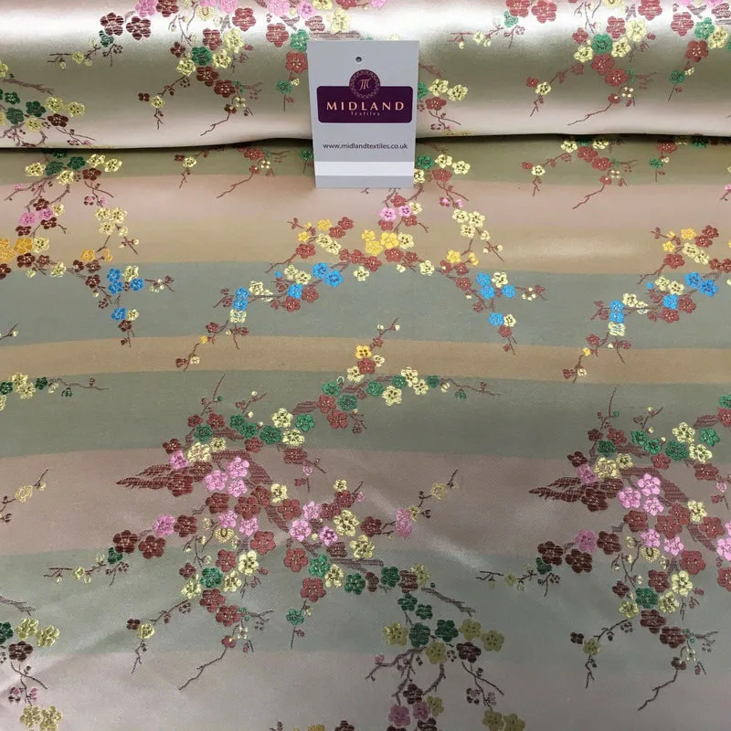 Chinese Blossom Satin Brocade Dress Fabric - M240 Mtex