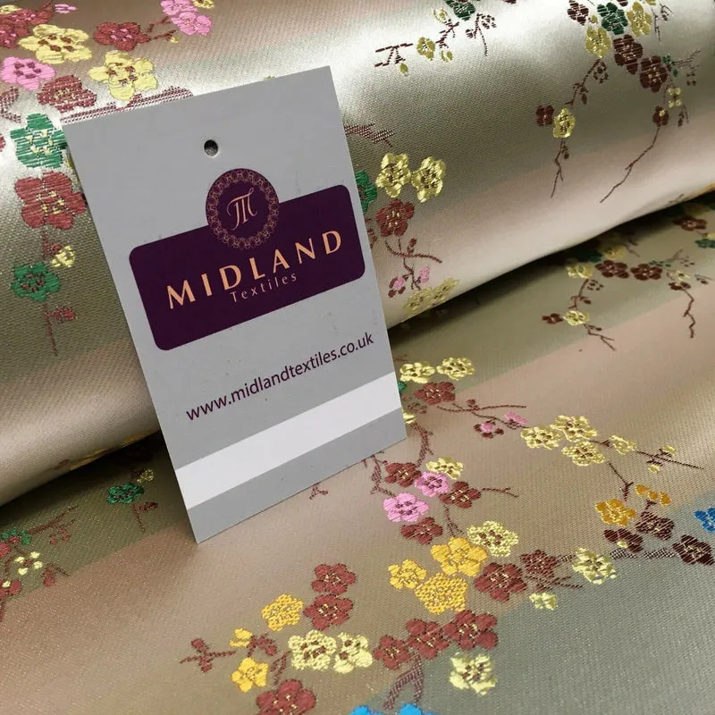 Chinese Blossom Satin Brocade Dress Fabric - M240 Mtex