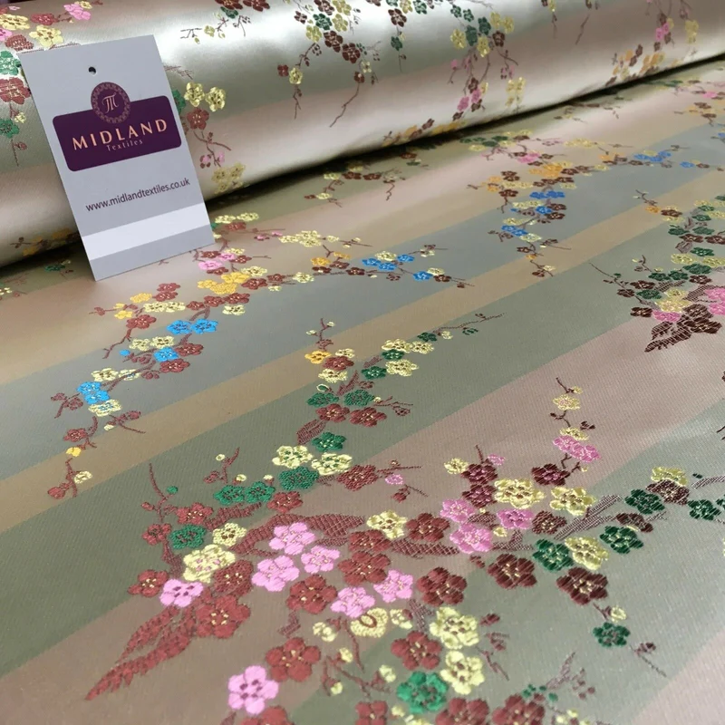 Chinese Blossom Satin Brocade Dress Fabric - M240 Mtex