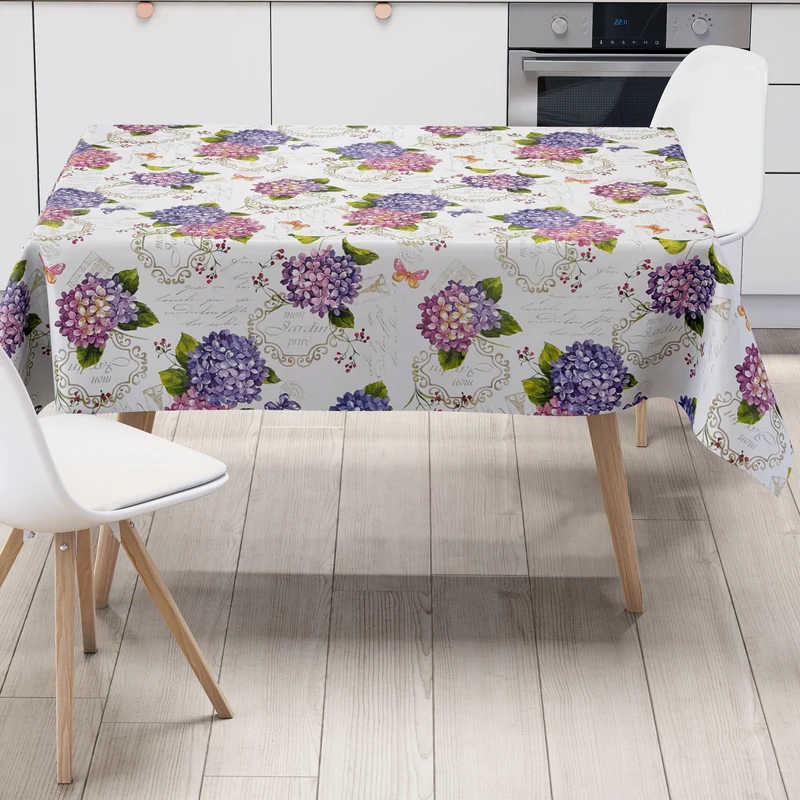 Wachstuch Tischdecke 160 cm Breite Übergröße B9029-01 Hortensie Sommer Mon Jardin eckig rund oval