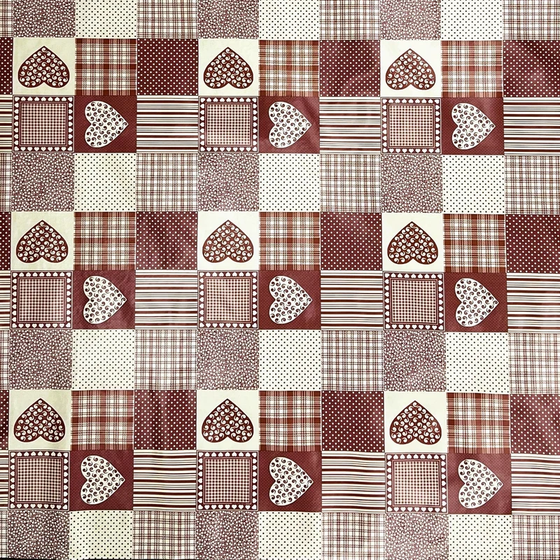 Wachstuch Tischdecke B1804-02 Landhaus Herzen karo bordeaux eckig rund oval