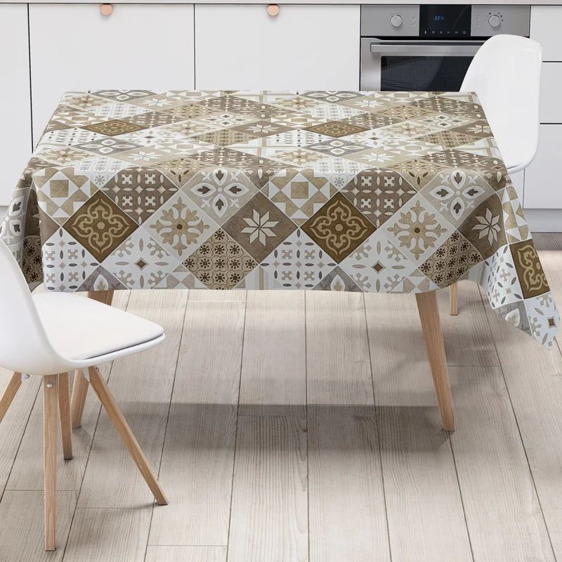 Wachstuch Tischdecke 160 cm Breite Übergröße B4034-02 Mosaik Fliesen eckig rund oval
