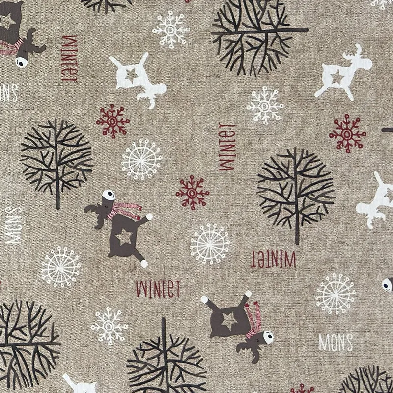 Jacquard Tischdecke aus beschichteter Baumwolle mit Fleckenschutz FROZEN Weihnachten Skandinavien Rentier eckig rund oval
