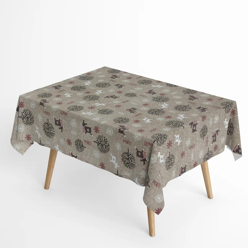Jacquard Tischdecke aus beschichteter Baumwolle mit Fleckenschutz FROZEN Weihnachten Skandinavien Rentier eckig rund oval