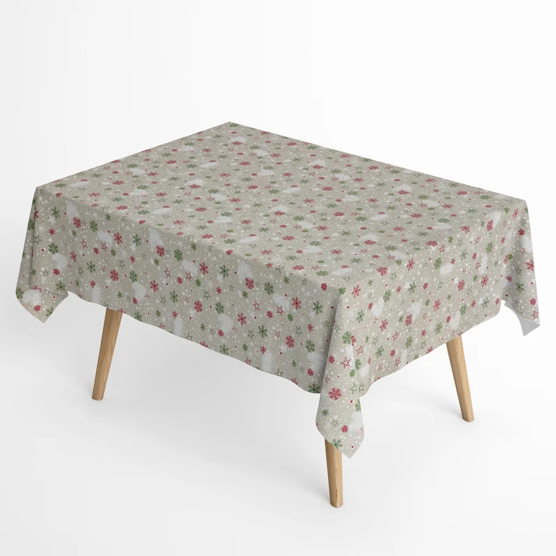 Jacquard Tischdecke aus beschichteter Baumwolle mit Fleckenschutz SPIRIT Weihnachten Sterne Schneeflocken eckig rund oval