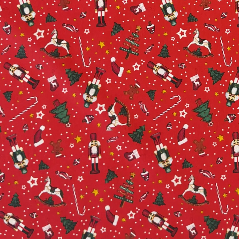 Jacquard Tischdecke aus beschichteter Baumwolle mit Fleckenschutz DUMAS ROJO Weihnachten Nussknacker Erzgebirge eckig rund oval